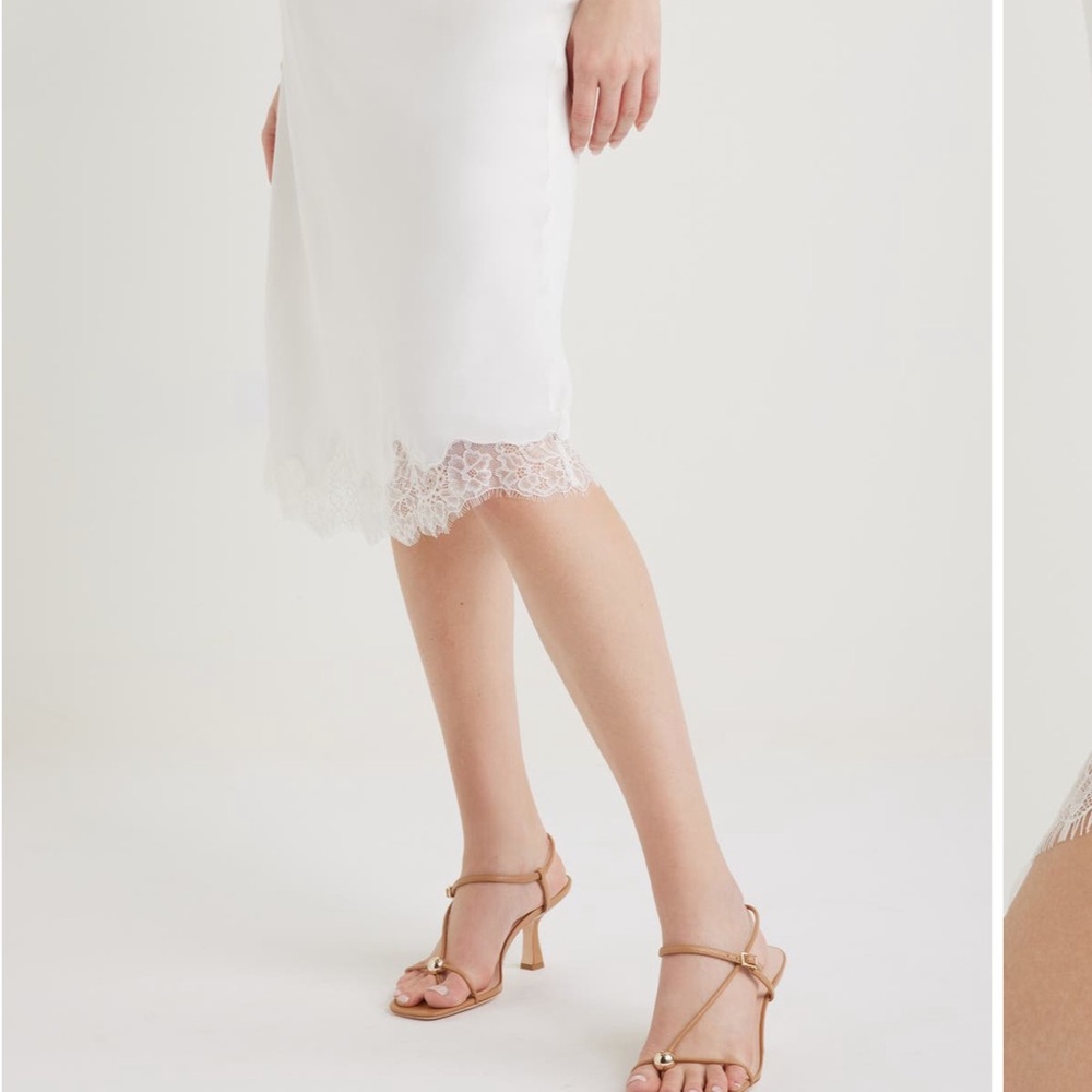 Nordstrom White Asymmetrical Skirt with Lace Detail